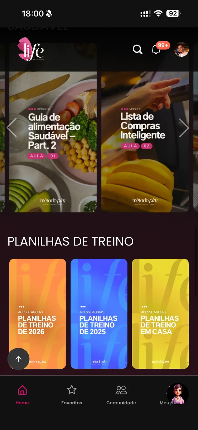 Tela do app LIFE: home