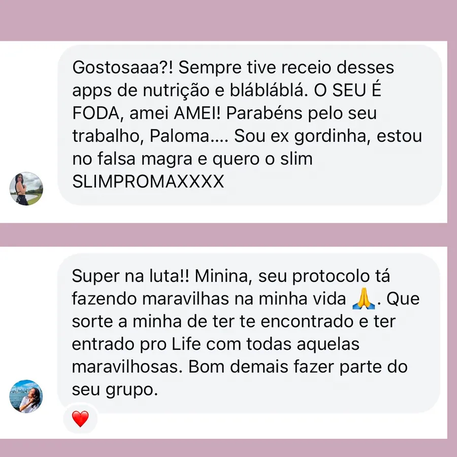 Mensagem de aluna do Time LIFE contando o resultado